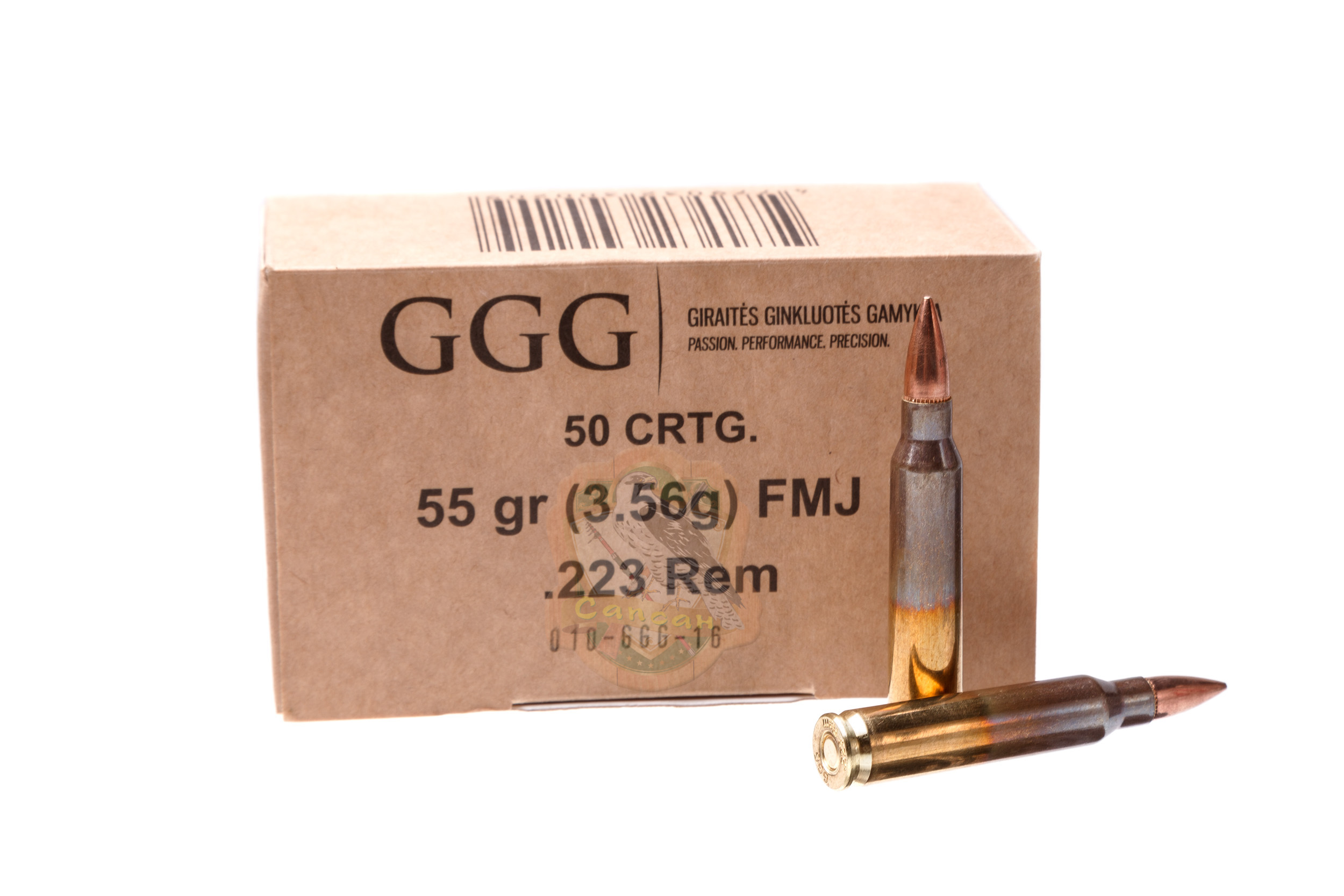 Набій нарізний GGG кал.223Rem FMJ 55gr, 3.56 г Фото 1