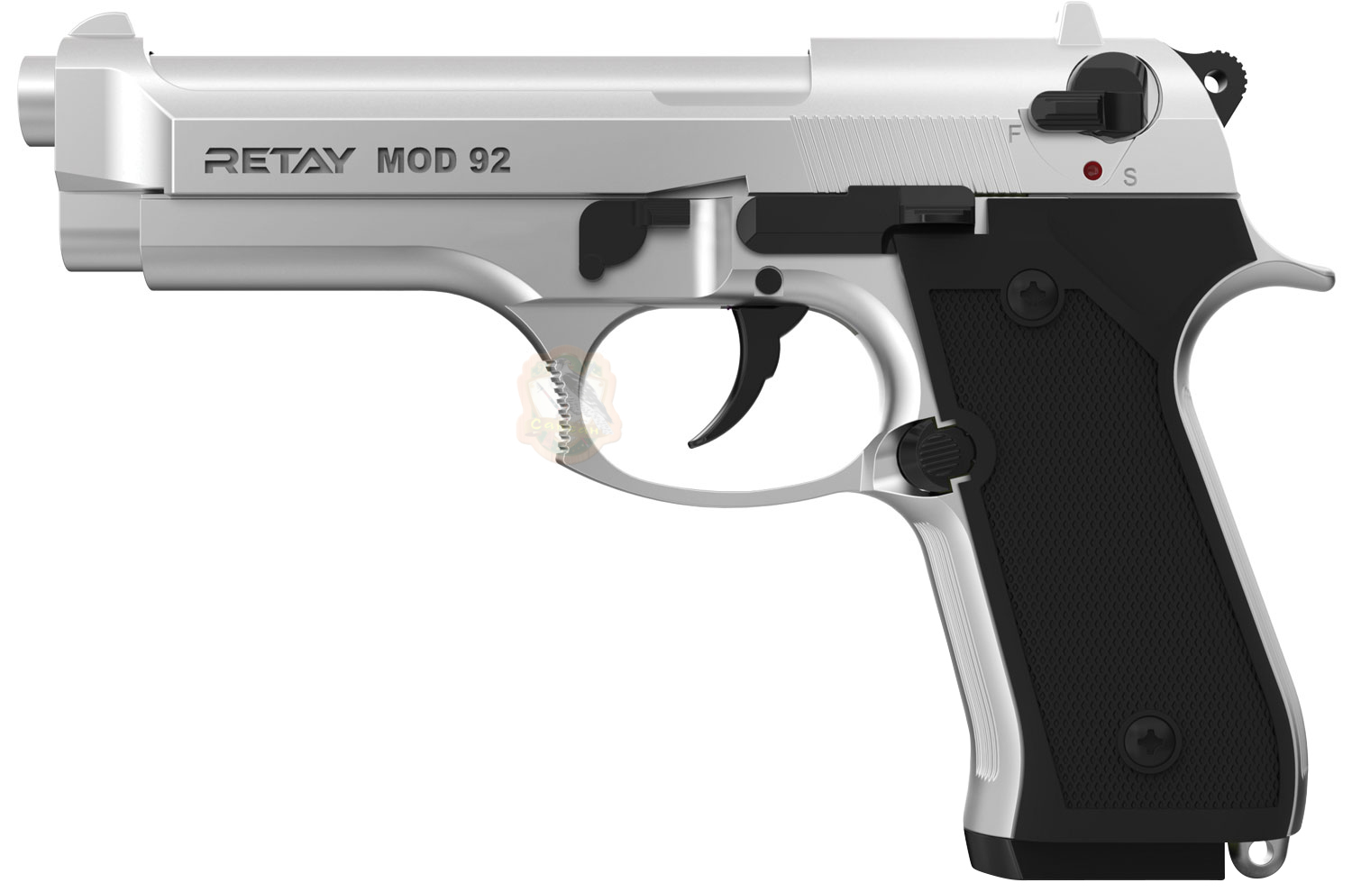 Пістолет стартовий Retay Beretta Mod.92 кал. 9 мм. Колір - chrome Фото 1