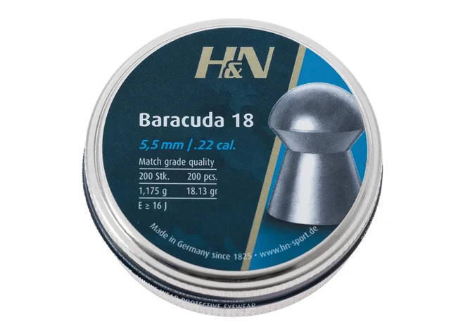 Кулі пневматичні H&N Baracuda 18. Кал. 5.52 мм. Вага - 1.175 г. 200 шт/уп Фото 1