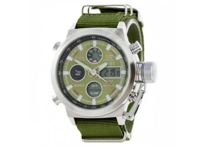Годинник тактичний AMST 3003 Silver-Green Green Wristband Фото 1