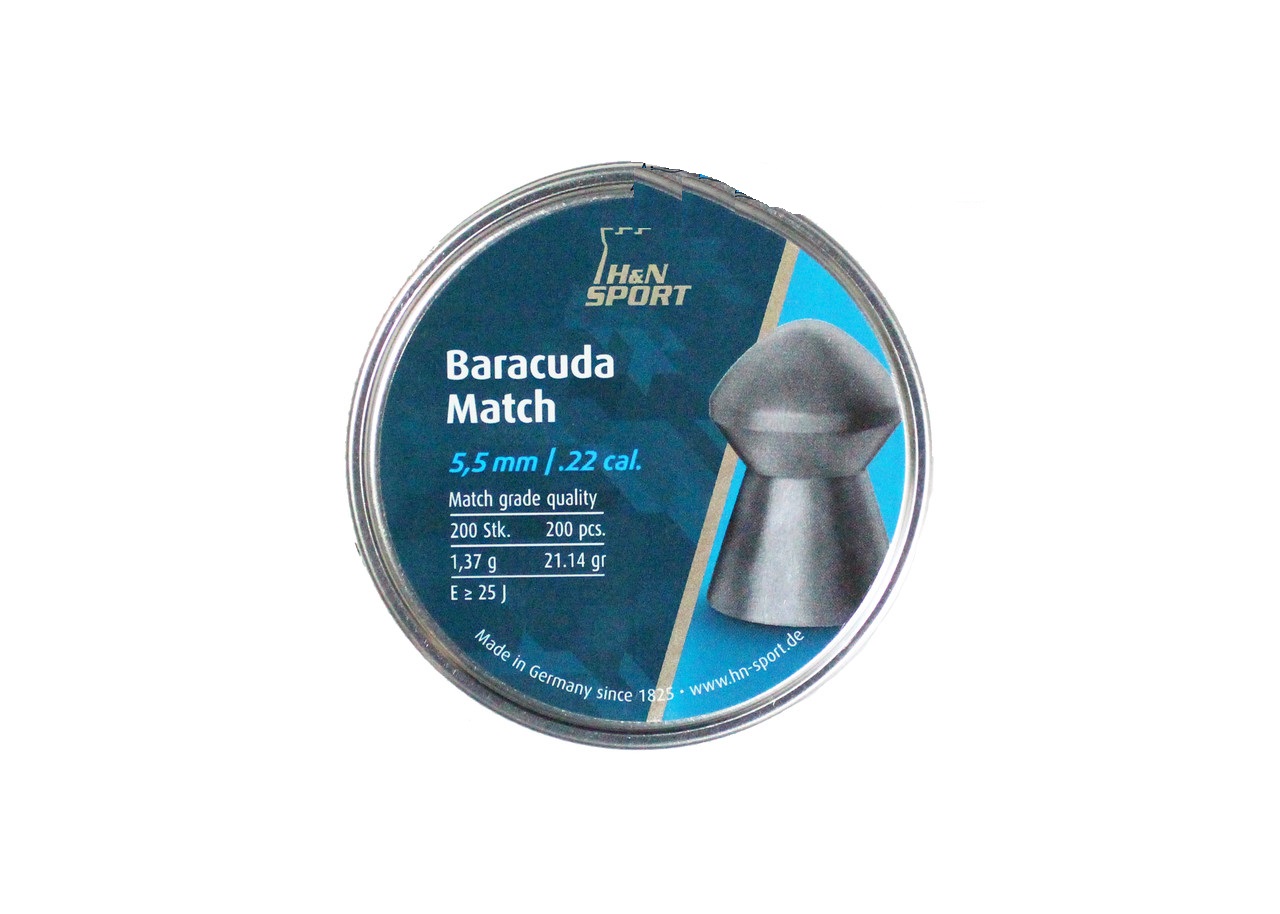 Кулі пневматичні H&N Baracuda Match Кал. 5.51 мм. Вага - 1.37 г. 200 шт/уп Фото 1