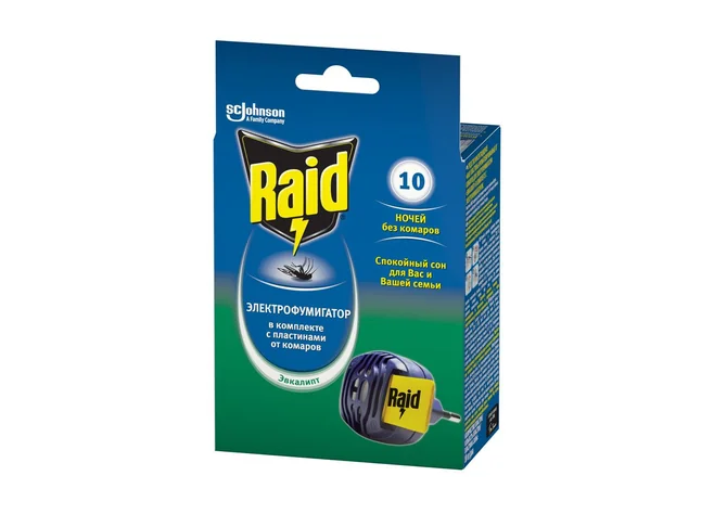 Електрофумігатор Raid в комплекті з 10 пластинами, Евкаліпт Фото 1