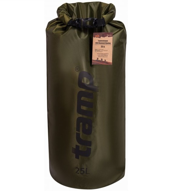 Гермомішок Tramp PVC Diamond Rip-Stop оливковий 25л Фото 1