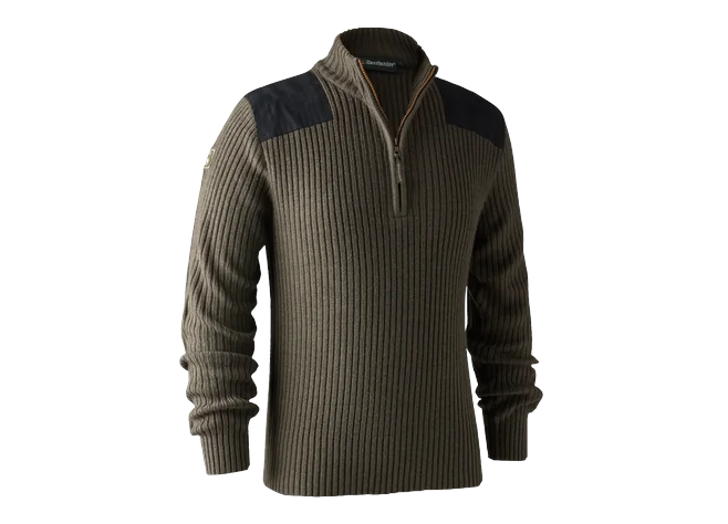 Свитер DeerHunter Rogaland Knit w.zip neck (Brown Leaf Melange) Фото 1