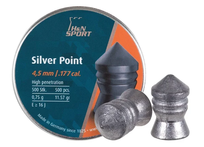 Пули пневматические H&N Silver Point. Кал. 4.5 мм. Вес - 0.75 г. 500 шт/уп Фото 1