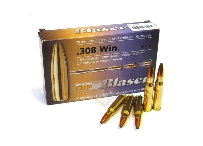 Набій Blaser кал. 308 Win куля CDP маса 10,7 г/165 гран Фото 1