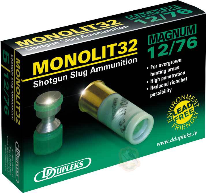 Патрон D Dupleks Monolit 32 Magnum кал. 12/76 пуля Monolit масса 32 г Фото 1