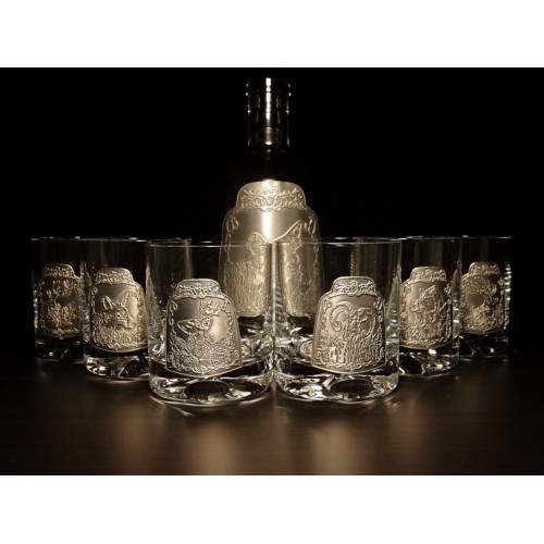 Набір Jagerglass Пляшка + стакани для віскі з метал.вставками 21c Фото 1