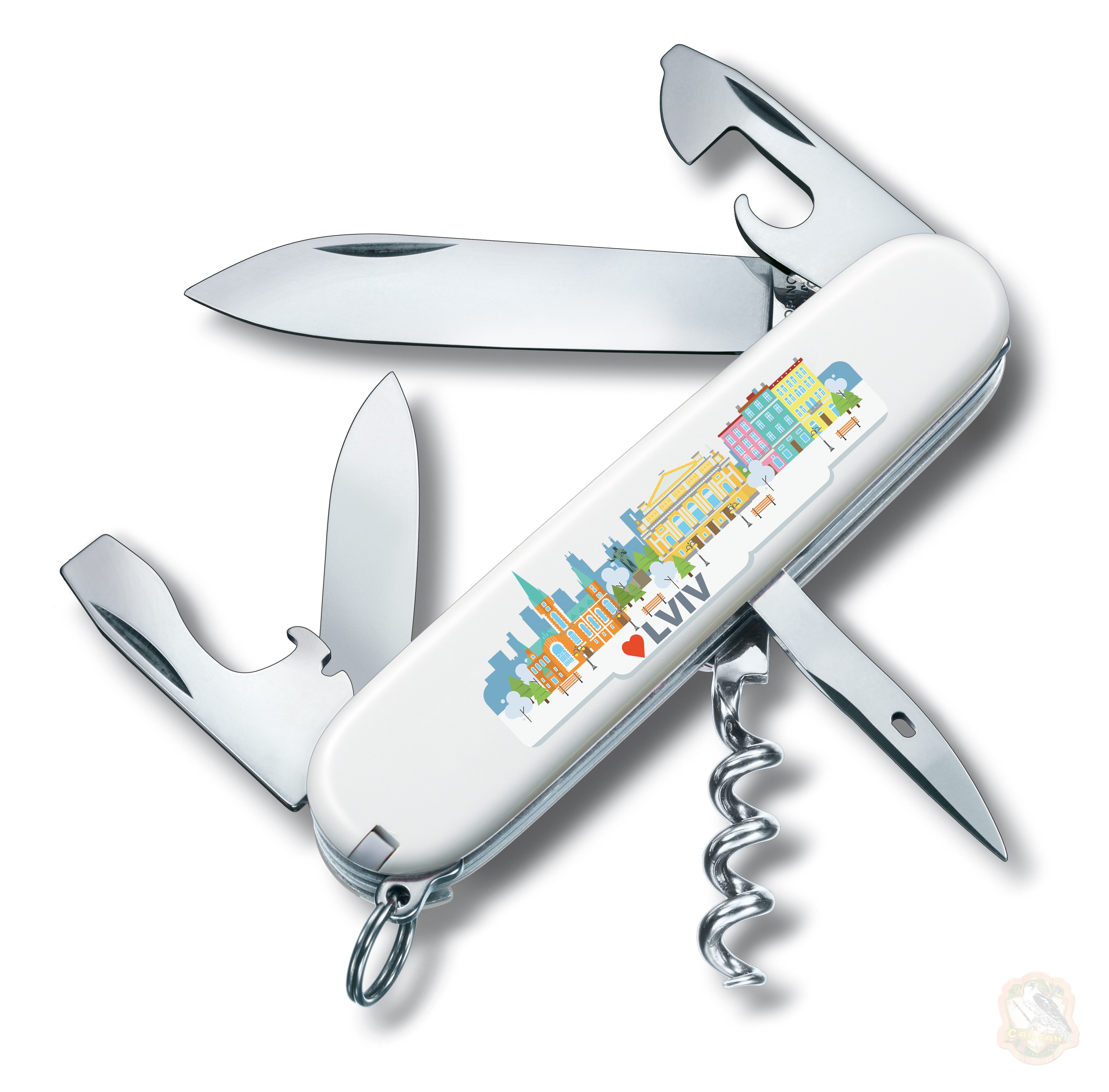 Ніж Victorinox Swiss Army Spartan білий з логотипом "Львів" Фото 1