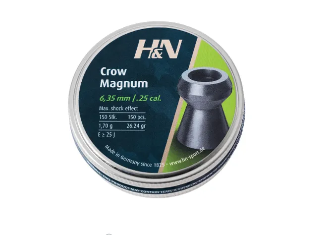 Кулі пневматичні H&N Crow Magnum. Кал. 6.35 мм. Вага - 1.7 г. 150 шт/уп Фото 1