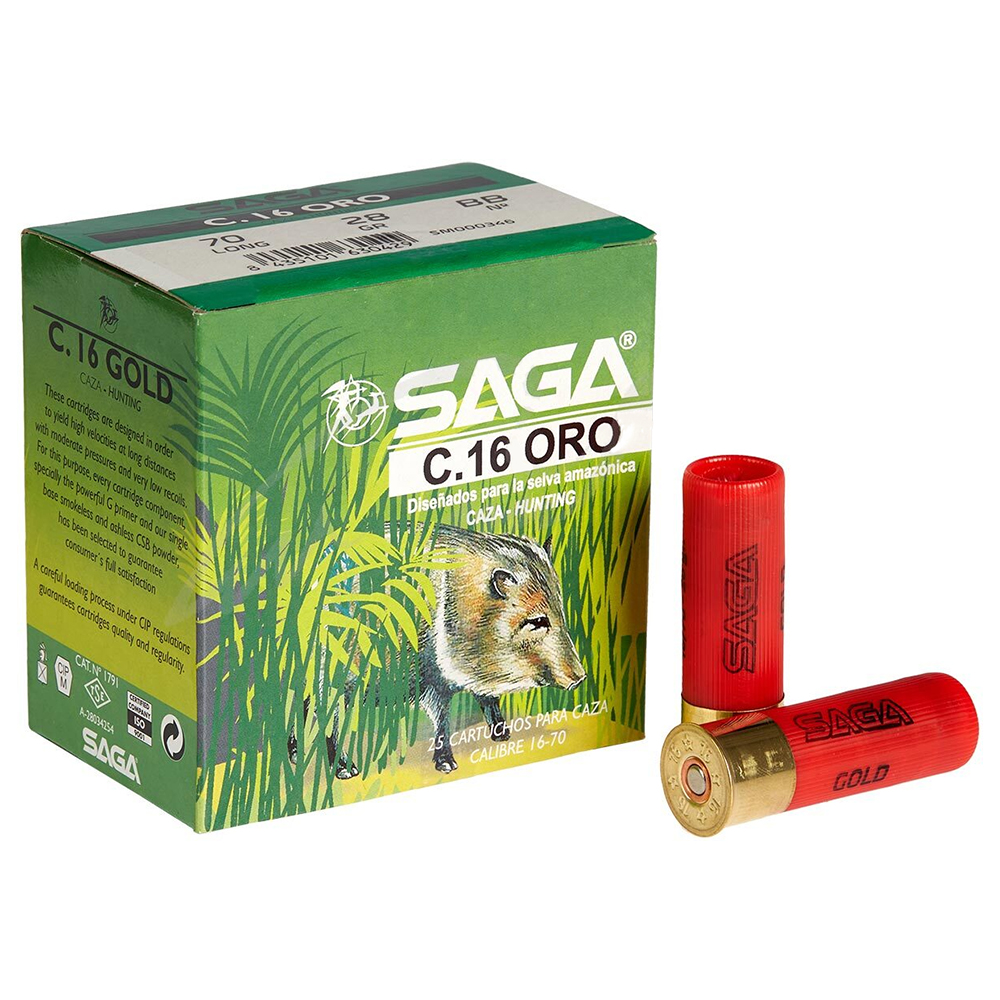 Патрон SAGA Gold Selva кал. 16/70 дробь №00 (4.5 мм) навеска 28 г. Фото 1