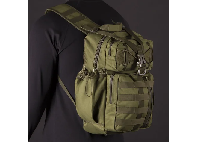 Рюкзак тактический САМО-ТЕС однолямочный 25л Black/Olive Фото 2