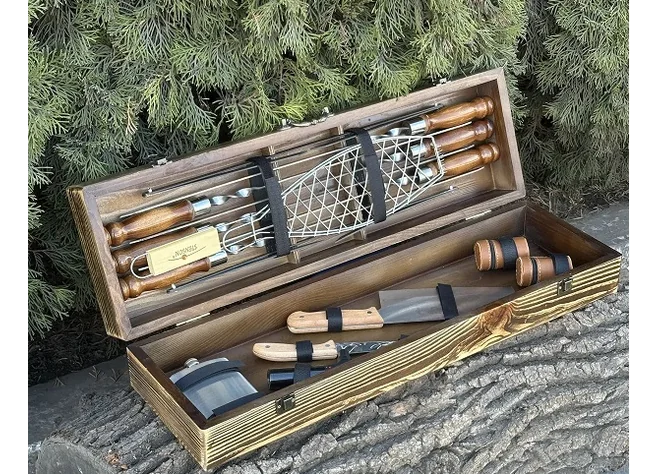 Подарунковий набір шампурів Mzavod Майстер BBQ світла текстура Фото 2