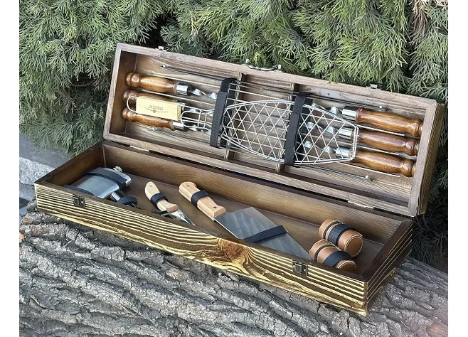 Подарунковий набір шампурів Mzavod Майстер BBQ світла текстура Фото 3