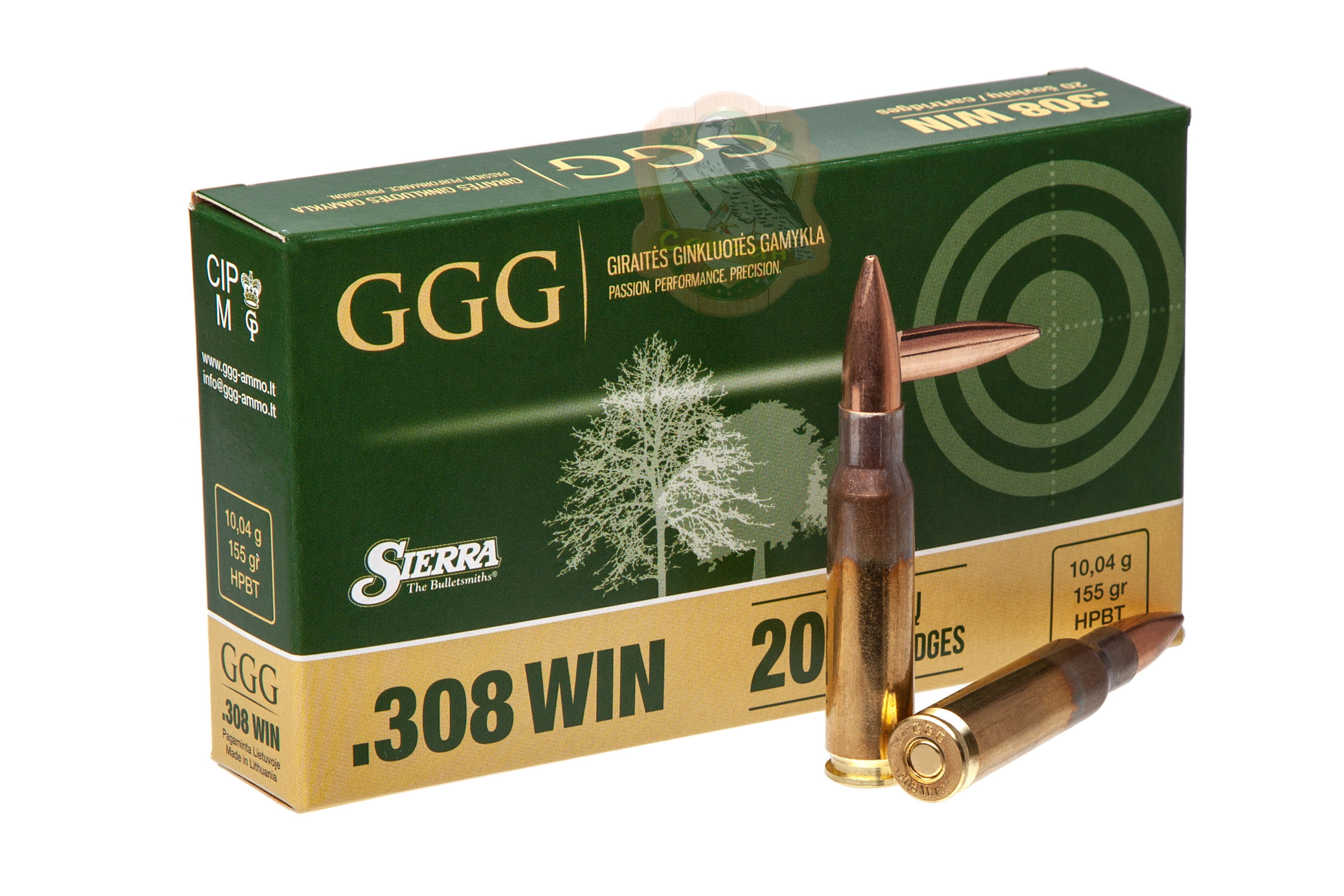 Набій нарізний GGG кал.308Win HPBT 155 gr, 10.04 г Фото 1
