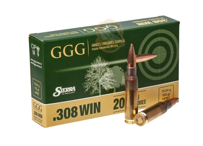Патрон нарезной GGG кал.308Win HPBT 155GR (10,04 г) Фото 1