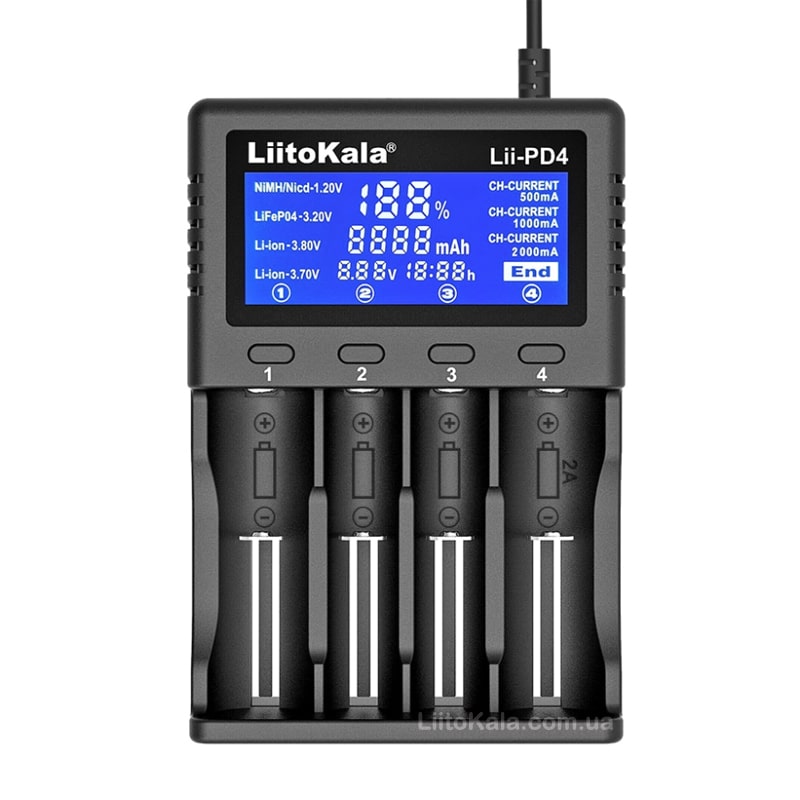 Зарядное устройство для аккумуляторов Liitokala Lii-PD4 4 канала Фото 1