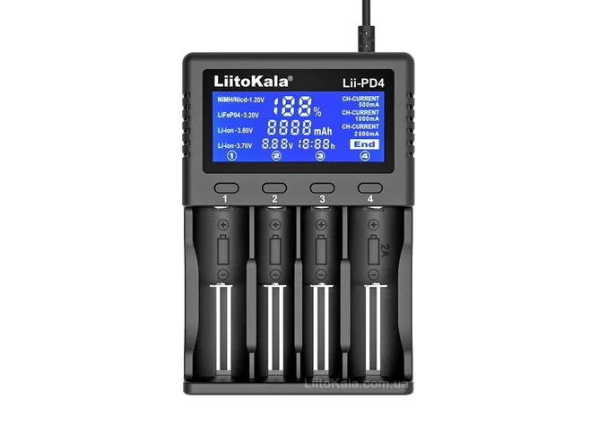 Зарядний пристрій для акумуляторів Liitokala Lii-PD4 4 канала Фото 1