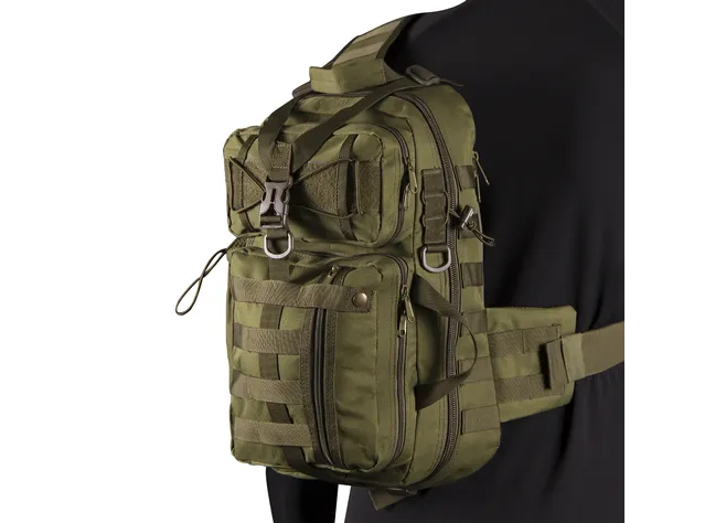 Рюкзак тактический САМО-ТЕС однолямочный 25л Black/Olive Фото 1