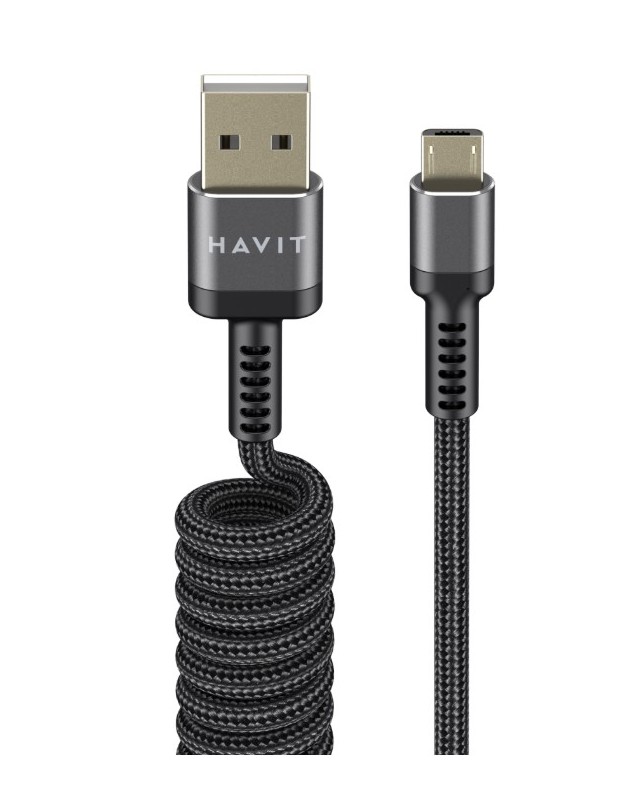 Кабель спиральный Micro USB HAVIT HV-CB6250 2.4A 1.5м Фото 1