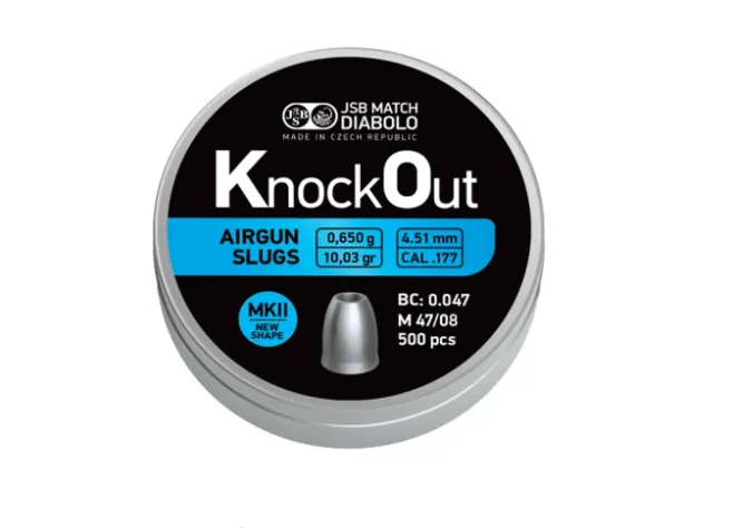 Кулі пневматичні JSB Diabolo Knock Out Slugs MKII кал. 4,5 мм 0,65 г 500 шт/уп Фото 1