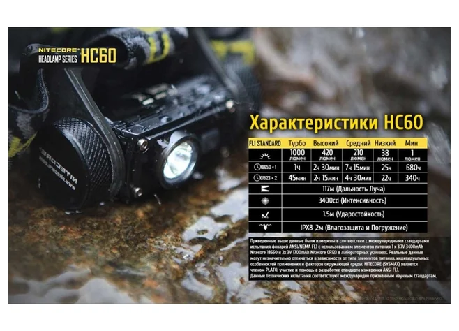 Ліхтар Nitecore HC60 Фото 3