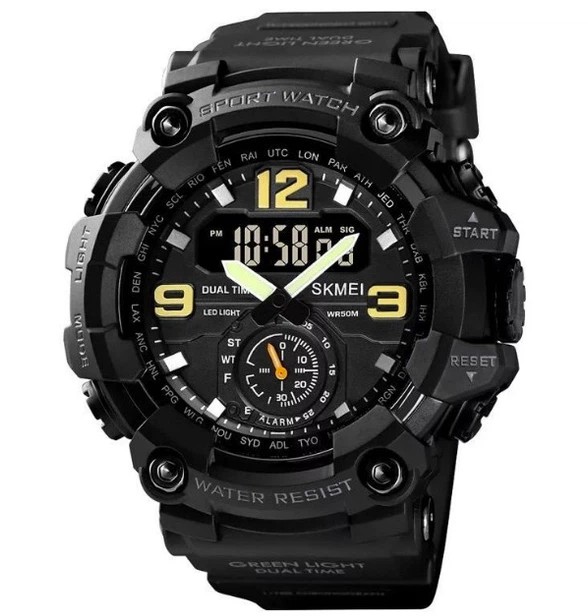 Тактические часы Skmei 1637 Black Фото 1