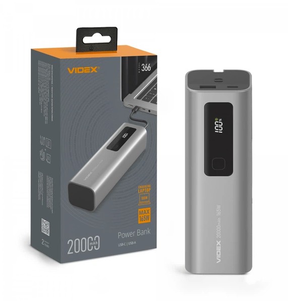 Повербанк VIDEX VPB-366 PD100W +Display Grey 20000mAh Фото 1
