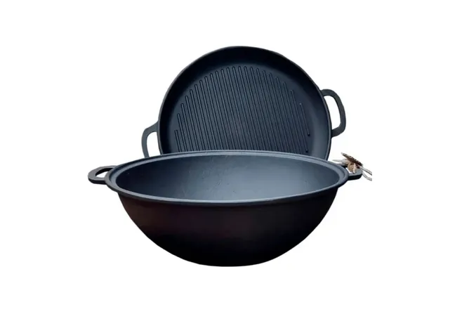 Казан чавунний My-dishes 340мм x 8л татарський з кришкою-сковородою Фото 1