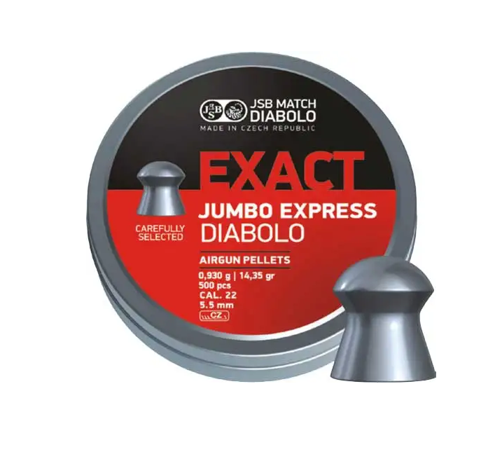 Кулі пневматичні JSB Diabolo Exact Jumbo Express. Кал. 5.52 мм. Вага - 0.93 г. 500 шт/уп Фото 1