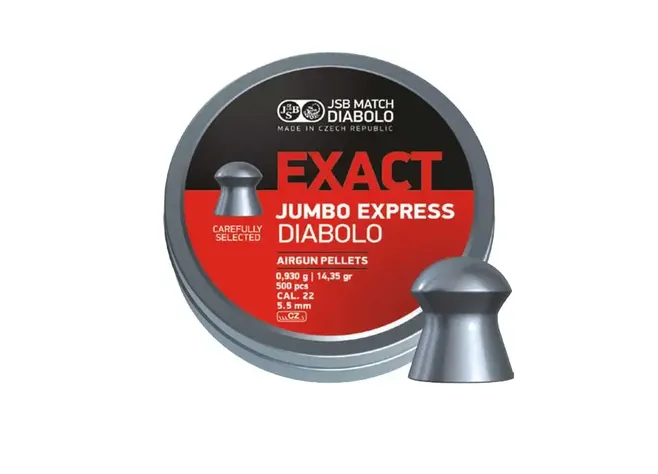 Пули пневматические JSB Diabolo Exact Jumbo Express. Кал. 5.52 мм. Вес - 0.93 г. 500 шт/уп Фото 1