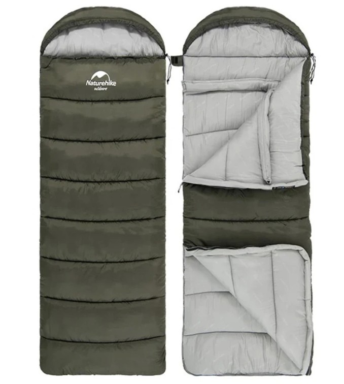 Спальник з капюшоном Naturehike U150 NH20MSD07, (11 ° C), лівий, зелений Фото 1