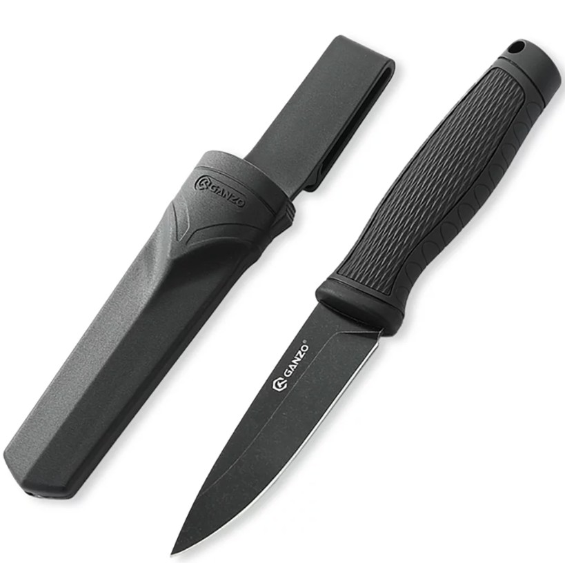 Нож Ganzo G806BW-BK черный с чехлом Фото 1