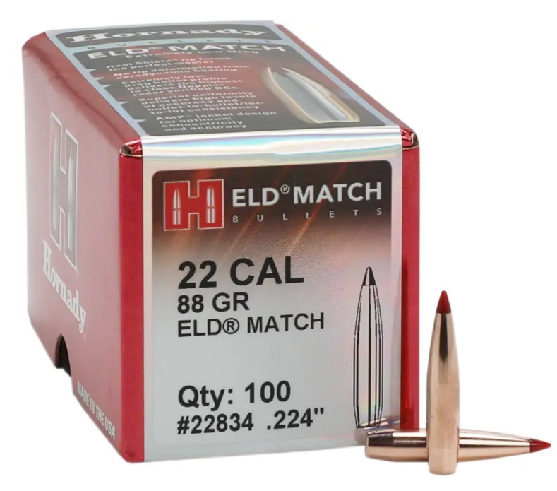 Пуля Hornady ELD Match кал .224 масса 88 гр (5.7 г) 100 шт Фото 1