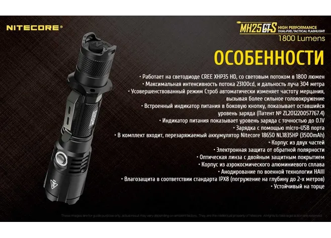 Ліхтар пошуковий підствольний Nitecore MH25GTS Фото 3