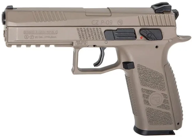 Пістолет пневматичний ASG CZ P-09 Pellet FDE Blowback, 4,5 мм Фото 1