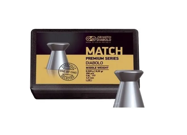 Пули пневматические JSB Match Premium MW. Кал. 4.5 мм. Вес - 0.52 г. 200 шт/уп Фото 1