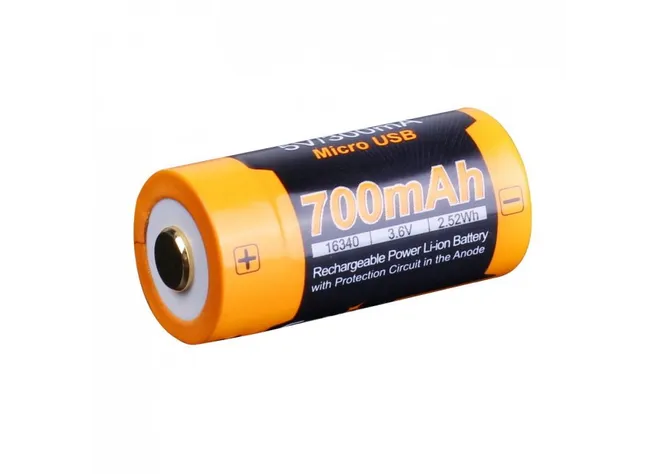 Акумулятор Fenix 16340 700 mAh Li-ion micro-usb зарядка Фото 1