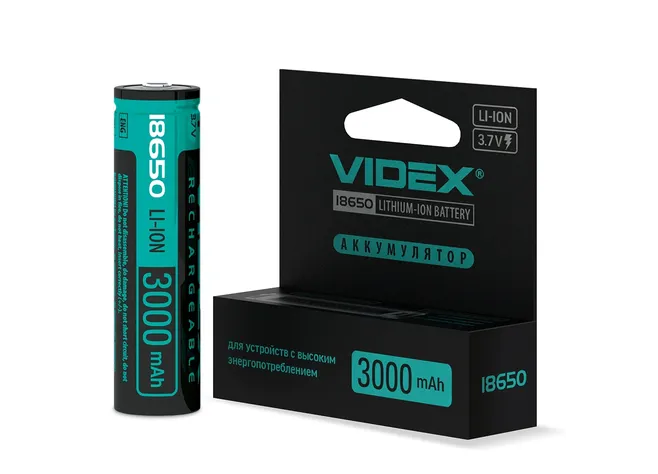Аккумулятор Videx Li-Ion 18650-P (захист) 3000mAh color box Фото 1
