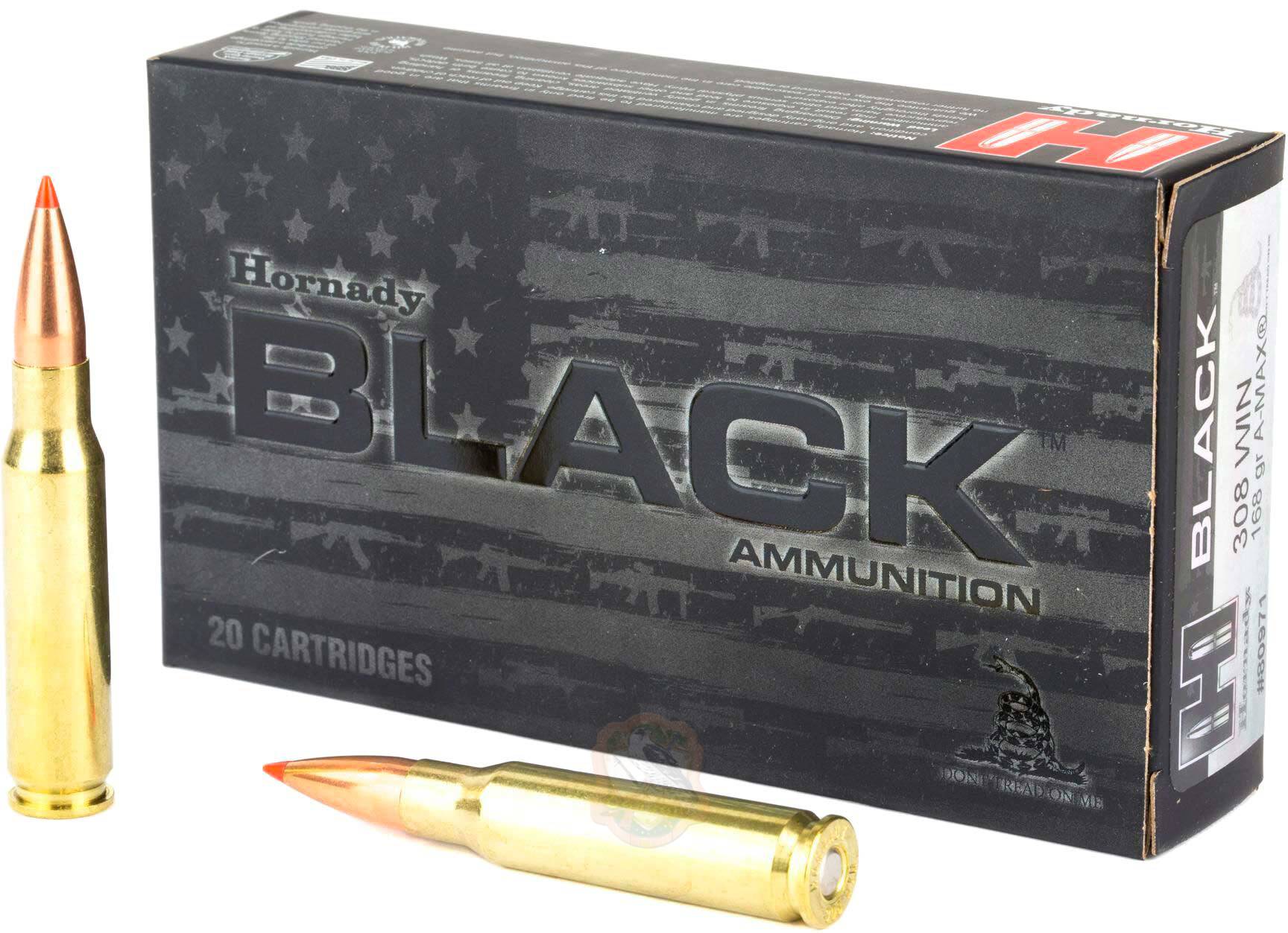 Набій Hornady Black кал .308 Win куля A-Max маса 168 гр (10.9 г) Фото 1