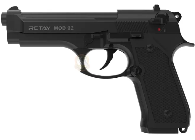 Пістолет стартовий Retay Beretta Mod.92 кал. 9 мм. Колір - black Фото 1