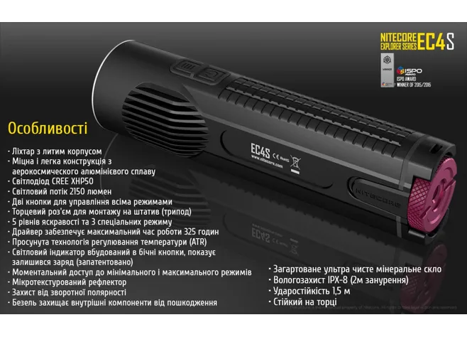 Ліхтар Nitecore EC4S Фото 2