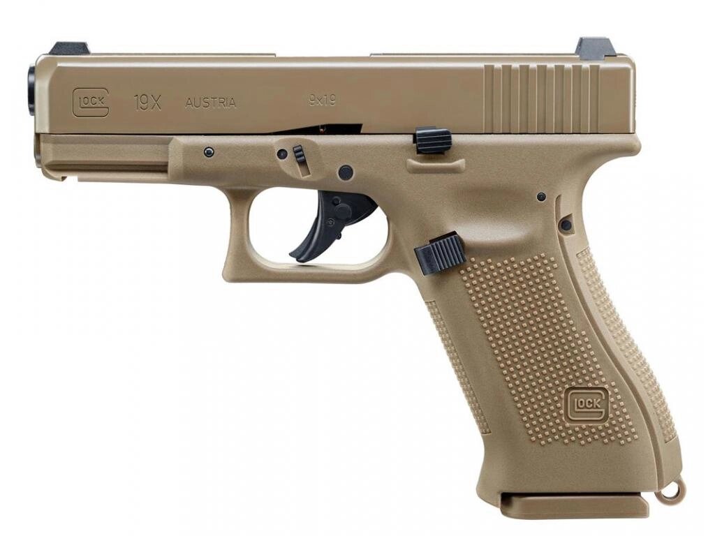 Пістолет пневматичний Umarex Glock 19X TAN Blowback кал.4,5мм (з затворною затримкою)