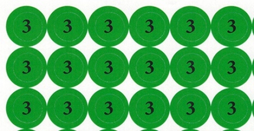 Наліпки на капсуль "3" (діам. 10 мм, 140 шт. на аркуші)