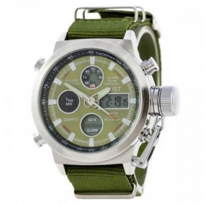 Годинник тактичний AMST 3003 Silver-Green Green Wristband