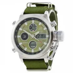 Годинник тактичний AMST 3003 Silver-Green Green Wristband