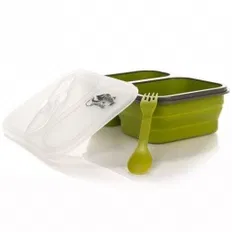 Контейнер силіконовий на 2 відділення Tramp (900ml) з ложкою-виделкою olive