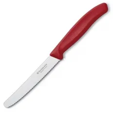 Нож кухонный Victorinox SwissClassic 11см, серрейтор, скругленный, красный