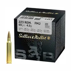 Патрон Sellier & Bellot кал. 223 Rem куля FMJ маса 4.5 грами/ 69 гран. Поч. швидкість 880 м/с