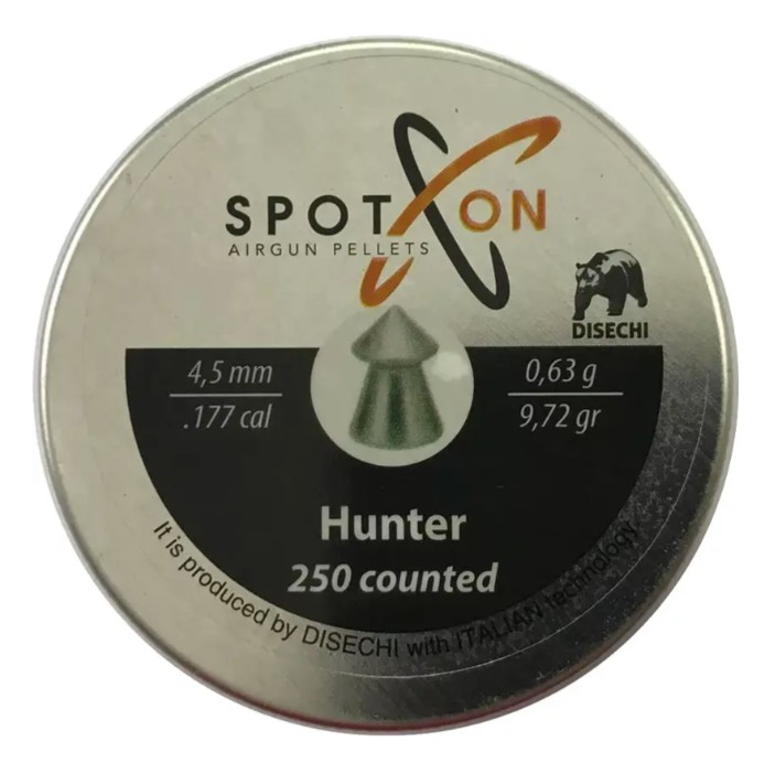 Кулі пневматичні Spoton Hunter кал. 4,5мм. Вага - 0,63 г. 250 шт/уп